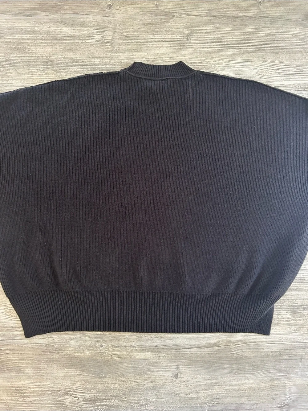 Free People Black Easy Street Tunic Oversized Ribbed Knit Pullover Sweater